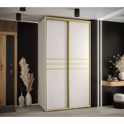 Šatní skříň YVONA 10 - 140/60 cm, bílá / zlatá