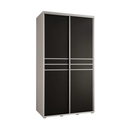 Šatní skříň YVONA 10 - 140/60 cm, bílá / černá / stříbrná