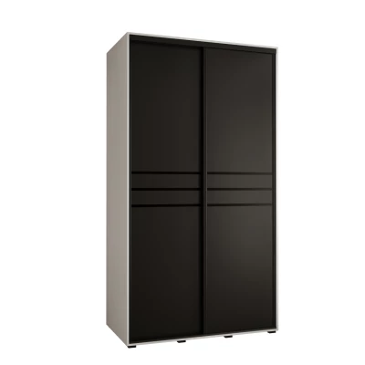 Šatní skříň YVONA 10 - 140/60 cm, bílá / černá / černá