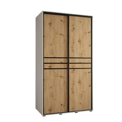 Šatní skříň YVONA 10 - 140/60 cm, bílá / dub artisan / černá