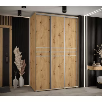 Šatní skříň YVONA 10 - 150/60 cm, dub artisan / stříbrná