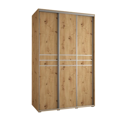 Šatní skříň YVONA 10 - 150/60 cm, dub artisan / stříbrná