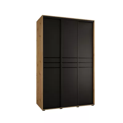 Šatní skříň YVONA 10 - 150/60 cm, dub artisan / černá / černá