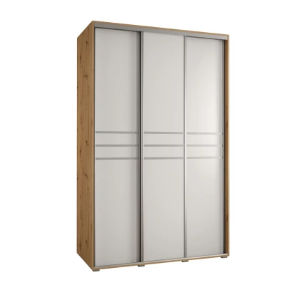Šatní skříň YVONA 10 - 150/60 cm, dub artisan / bílá / stříbrná
