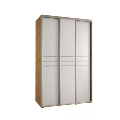 Šatní skříň YVONA 10 - 150/60 cm, dub artisan / bílá / stříbrná