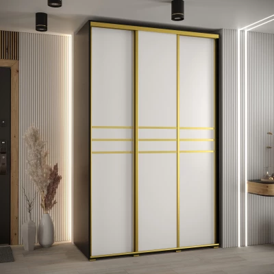 Šatní skříň YVONA 10 - 150/60 cm, černá / bílá / zlatá