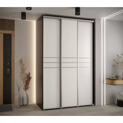 Šatní skříň YVONA 10 - 150/60 cm, černá / bílá / stříbrná