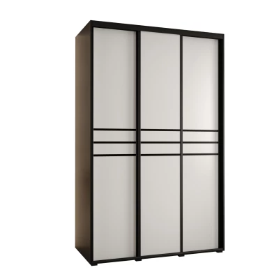 Šatní skříň YVONA 10 - 150/60 cm, černá / bílá / černá