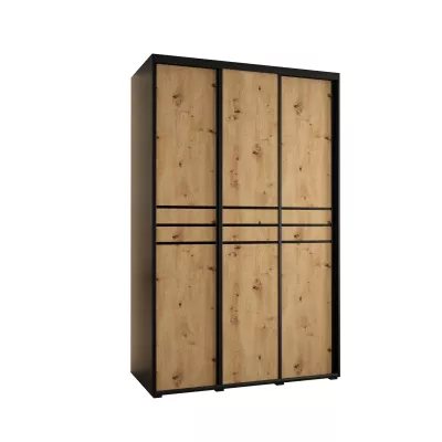 Šatní skříň YVONA 10 - 150/60 cm, černá / dub artisan / černá