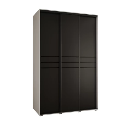 Šatní skříň YVONA 10 - 150/60 cm, bílá / černá / černá