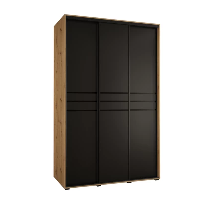Šatní skříň YVONA 10 - 160/60 cm, dub artisan / černá / černá