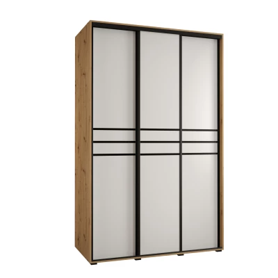Šatní skříň YVONA 10 - 160/60 cm, dub artisan / bílá / černá