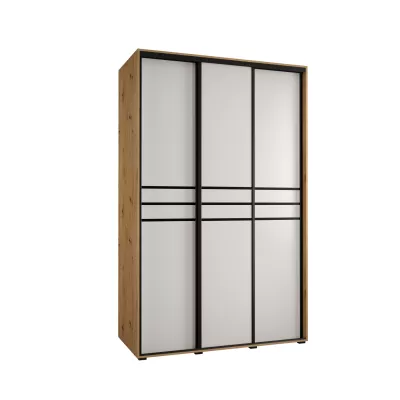 Šatní skříň YVONA 10 - 160/60 cm, dub artisan / bílá / černá