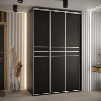 Šatní skříň YVONA 10 - 160/60 cm, černá / stříbrná