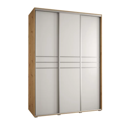 Šatní skříň YVONA 10 - 170/60 cm, dub artisan / bílá / stříbrná