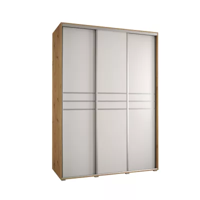 Šatní skříň YVONA 10 - 170/60 cm, dub artisan / bílá / stříbrná