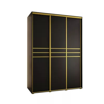 Šatní skříň YVONA 10 - 170/60 cm, černá / zlatá