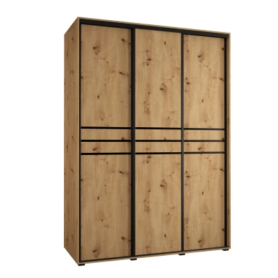 Šatní skříň YVONA 10 - 180/60 cm, dub artisan / černá