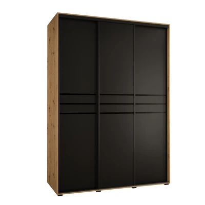 Šatní skříň YVONA 10 - 180/60 cm, dub artisan / černá / černá