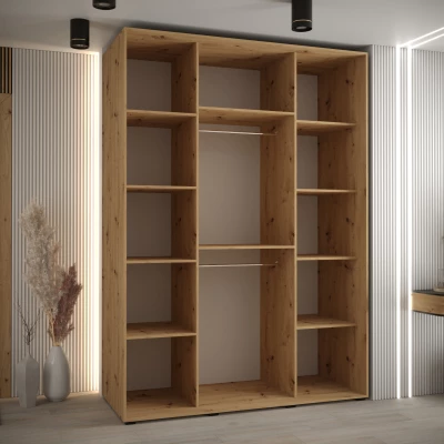 Šatní skříň YVONA 10 - 180/60 cm, dub artisan / stříbrná