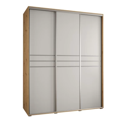 Šatní skříň YVONA 10 - 190/60 cm, dub artisan / bílá / stříbrná