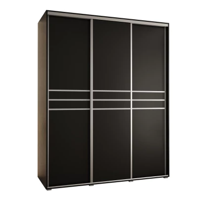 Šatní skříň YVONA 10 - 190/60 cm, černá / stříbrná
