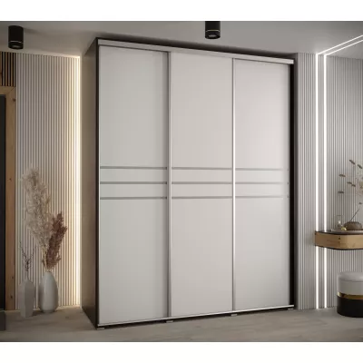 Šatní skříň YVONA 10 - 190/60 cm, černá / bílá / stříbrná
