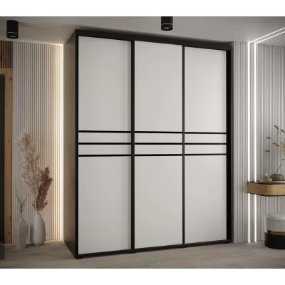 Šatní skříň YVONA 10 - 190/60 cm, černá / bílá / černá