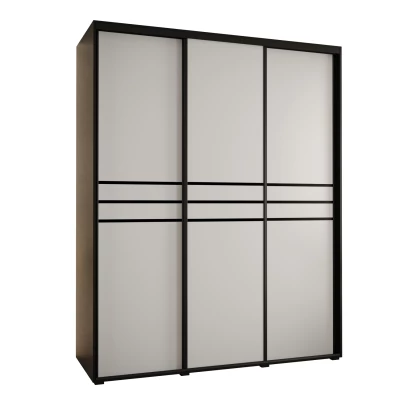 Šatní skříň YVONA 10 - 190/60 cm, černá / bílá / černá