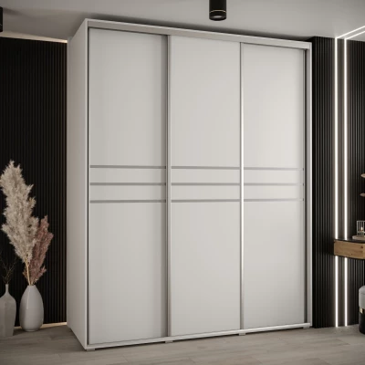 Šatní skříň YVONA 10 - 190/60 cm, bílá / stříbrná