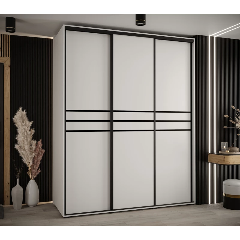 Šatní skříň YVONA 10 - 190/60 cm, bílá / černá