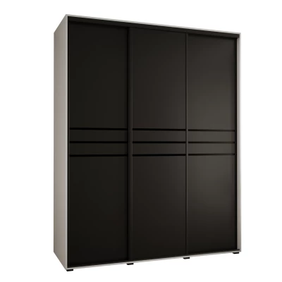 Šatní skříň YVONA 10 - 190/60 cm, bílá / černá / černá