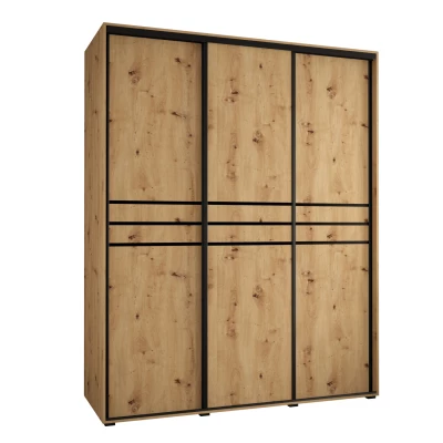 Šatní skříň YVONA 10 - 200/60 cm, dub artisan / černá