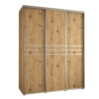 Šatní skříň YVONA 10 - 200/60 cm, dub artisan / stříbrná
