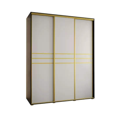 Šatní skříň YVONA 10 - 200/60 cm, černá / bílá / zlatá