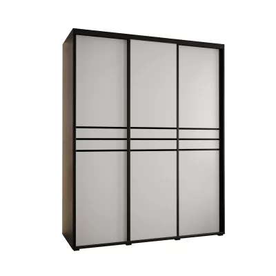 Šatní skříň YVONA 10 - 200/60 cm, černá / bílá / černá