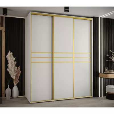 Šatní skříň YVONA 10 - 200/60 cm, bílá / zlatá