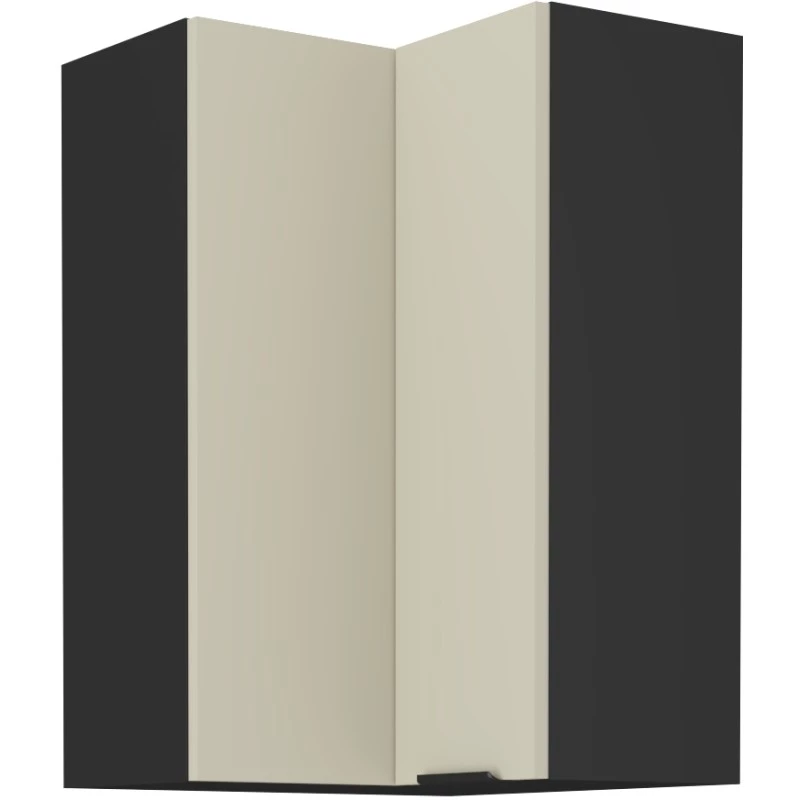 Vysoká rohová skříňka AGAFIJA 2 - 60x60 cm, cashmere / černá