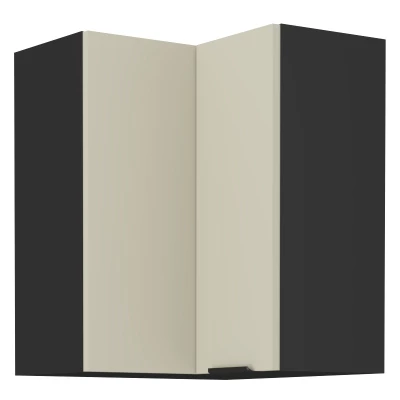 Horní rohová skříňka AGAFIJA 2 - 60x60 cm, cashmere / černá
