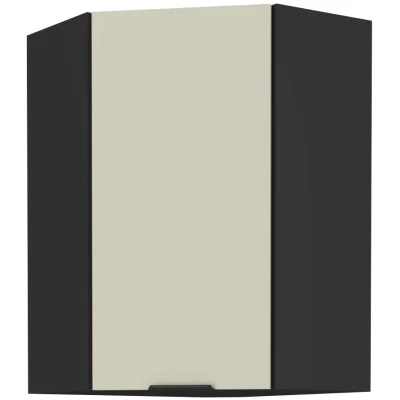Vysoká rohová skříňka AGAFIJA 1 - 60x60 cm, cashmere / černá