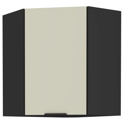 Horní rohová skříňka AGAFIJA 1 - 60x60 cm, cashmere / černá