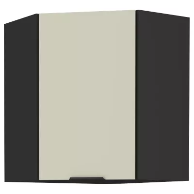 Horní rohová skříňka AGAFIJA 1 - 60x60 cm, cashmere / černá