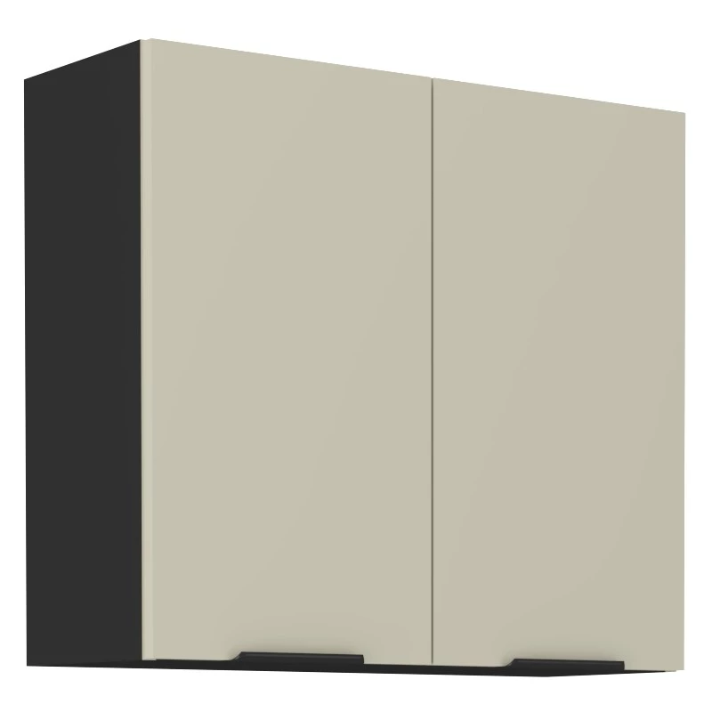 Horní kuchyňská skříňka AGAFIJA - šířka 80 cm, cashmere / černá