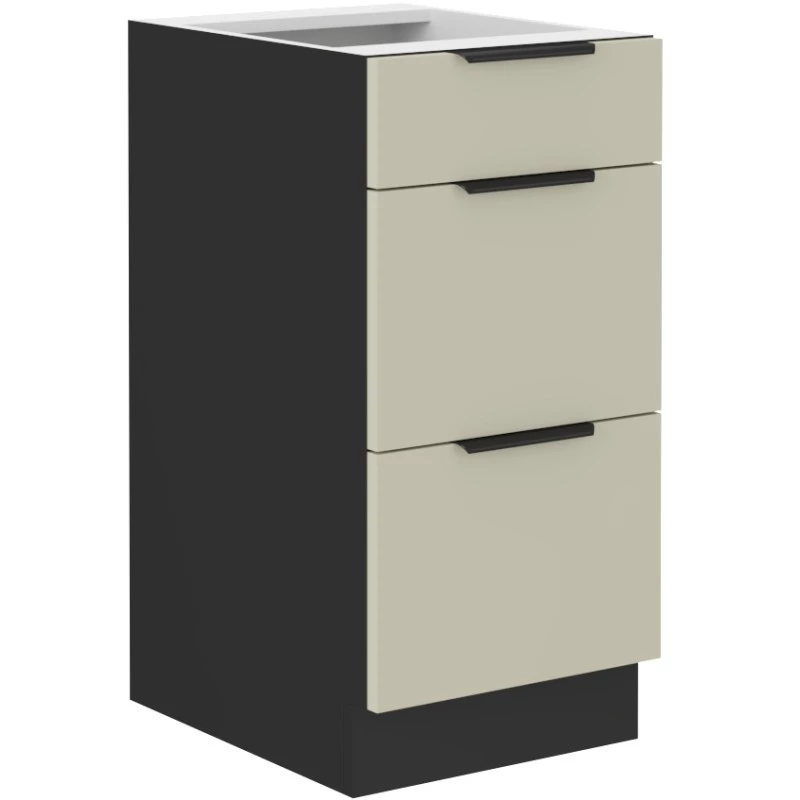 Šuplíková skříňka AGAFIJA - šířka 40 cm, cashmere / černá