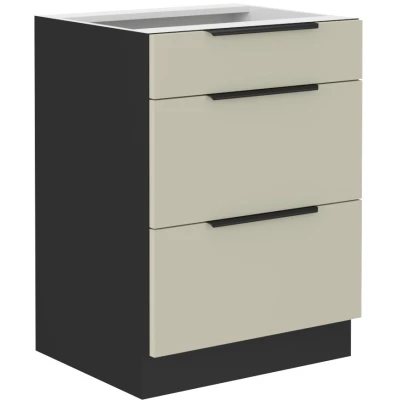 Šuplíková skříňka AGAFIJA - šířka 60 cm, cashmere / černá