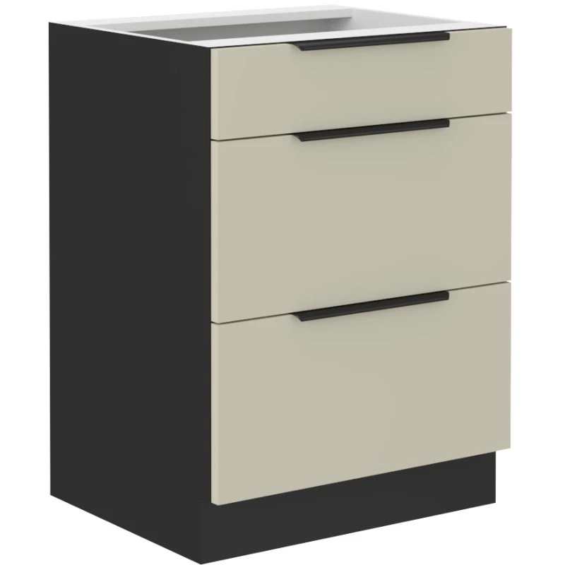 Šuplíková skříňka AGAFIJA - šířka 60 cm, cashmere / černá