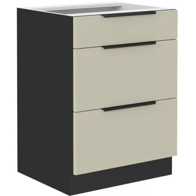 Šuplíková skříňka AGAFIJA - šířka 60 cm, cashmere / černá