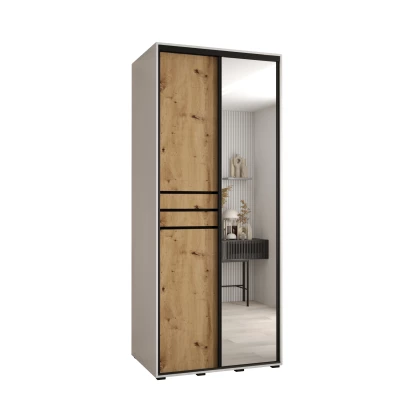Šatní skříň YVONA 11 - 100/60 cm, bílá / dub artisan / černá