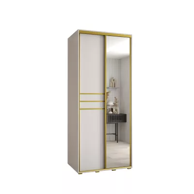 Šatní skříň YVONA 11 - 110/60 cm, bílá / zlatá