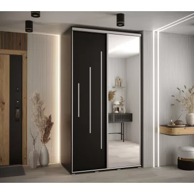 Šatní skříň YVONA 13 - 130/60 cm, černá / stříbrná